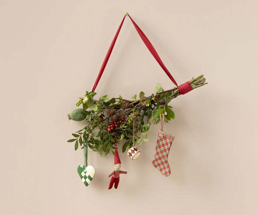 Maileg Stocking Ornament - Checker Red