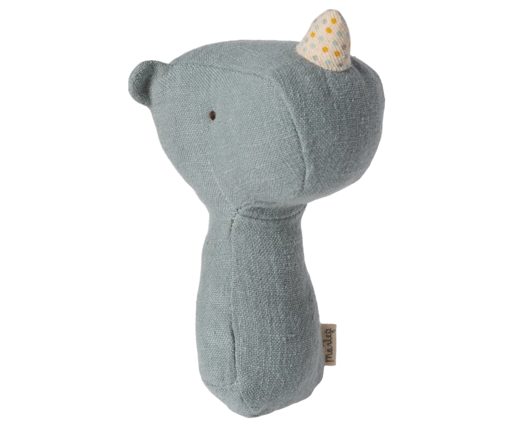 Maileg Lullaby Friends Rhino Rattle - Dusty Blue