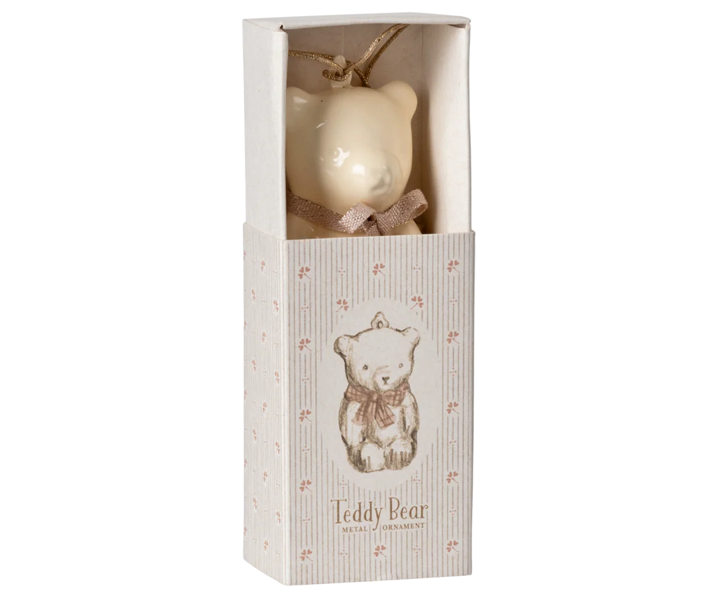 Maileg Metal Ornament Teddy Bear - Off White/Rose