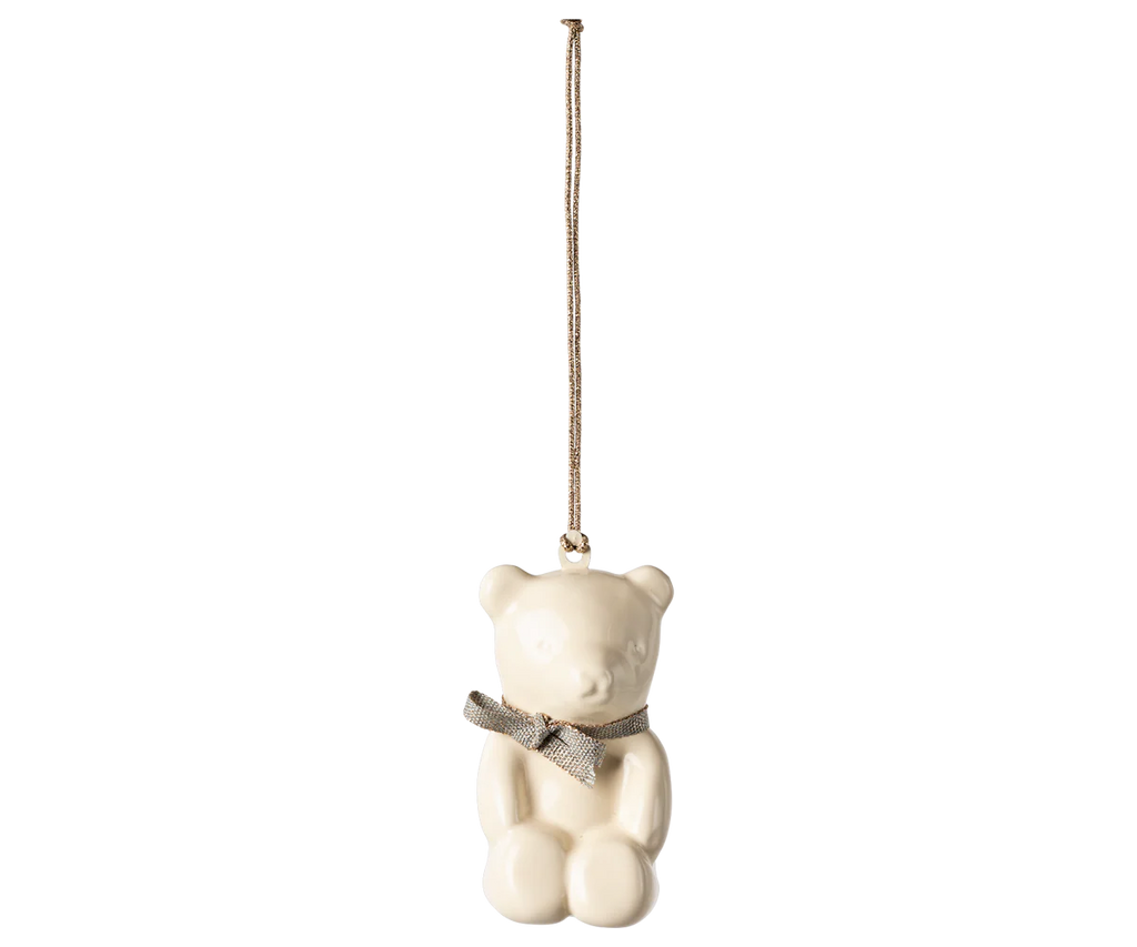 Maileg Metal Ornament Teddy Bear - Off White/Blue AW24