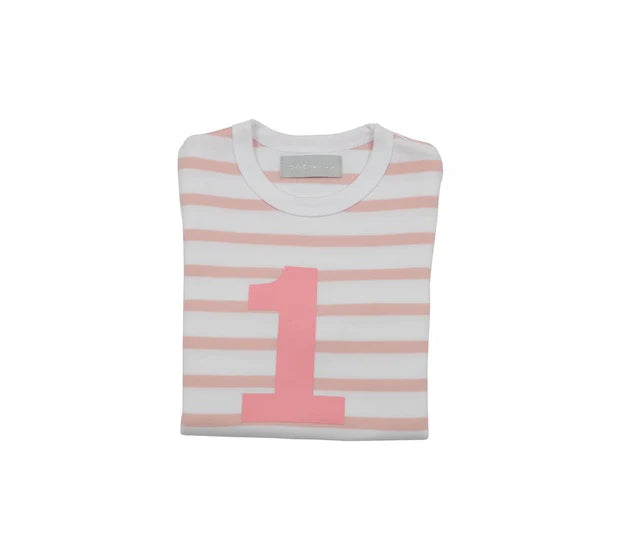 Bob & Blossom Striped T Shirt Age 1 - Dusty Pink & White