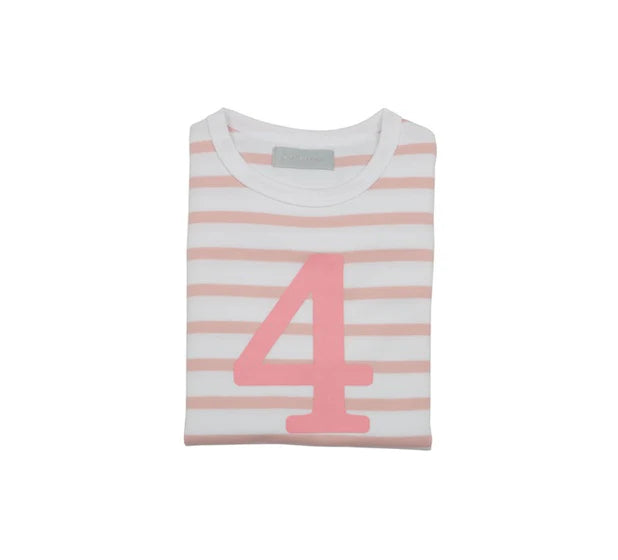 Bob & Blossom Striped T Shirt Age 4 - Dusty Pink & White