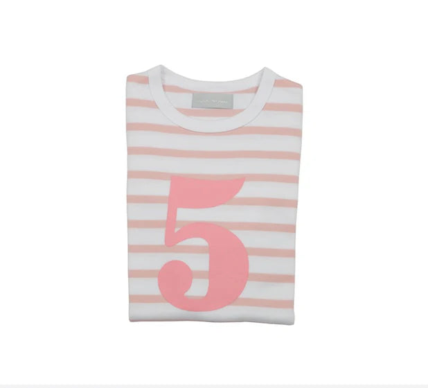 Bob & Blossom Striped T Shirt Age 5 - Dusty Pink & White