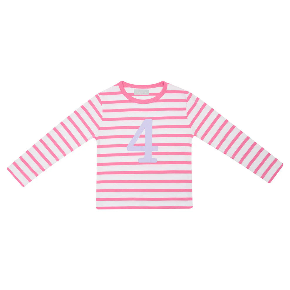 Bob & Blossom Striped T Shirt Age 4 - Hot Pink & White