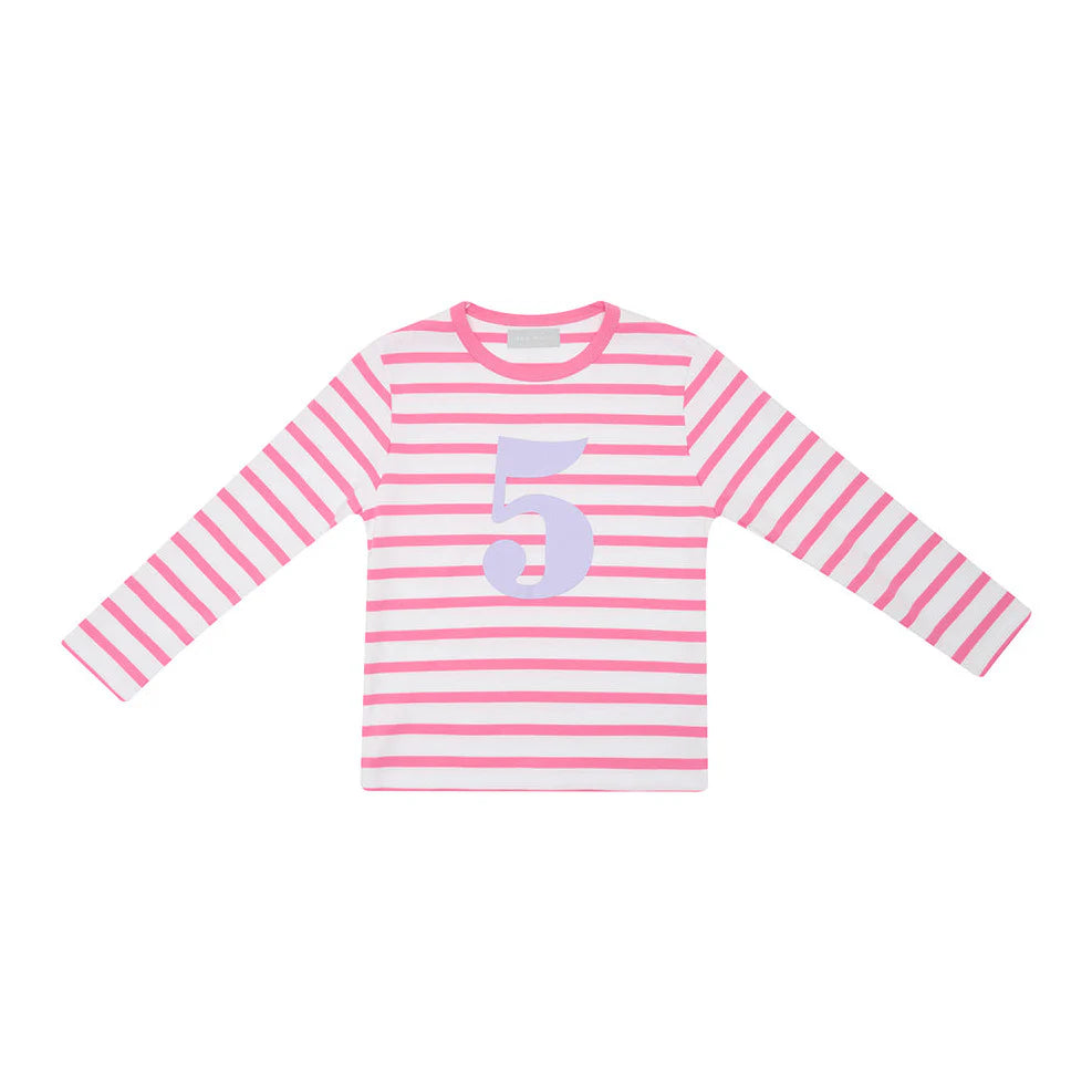 Bob & Blossom Striped T Shirt Age 5 - Hot Pink & White