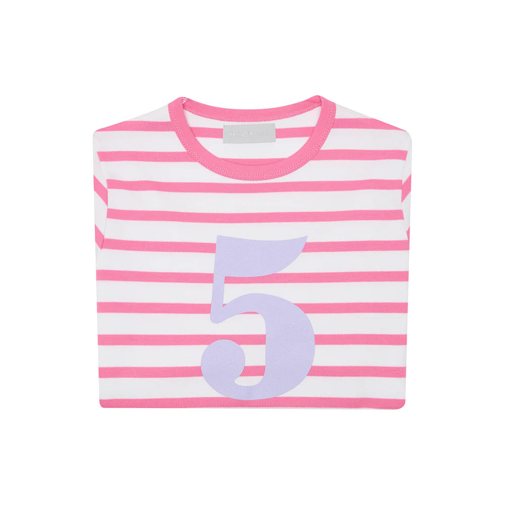 Bob & Blossom Striped T Shirt Age 5 - Hot Pink & White