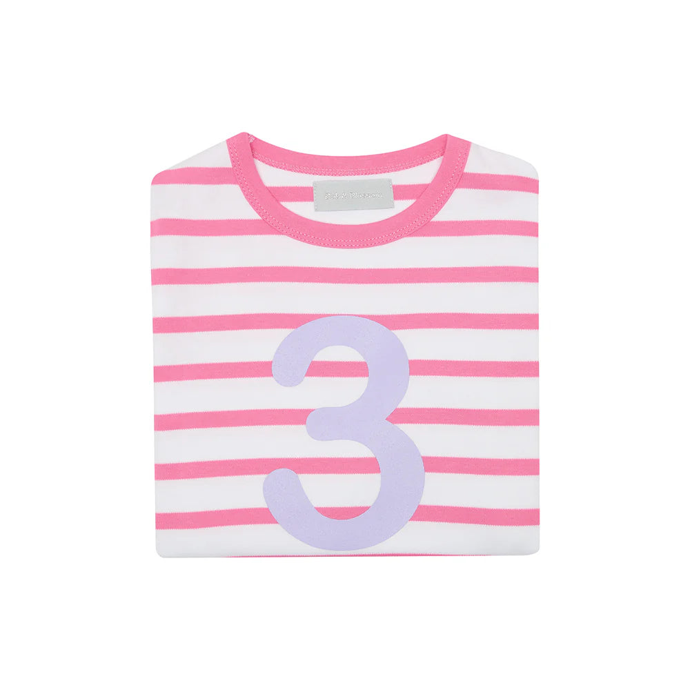 Bob & Blossom Striped T Shirt Age 3 - Hot Pink & White