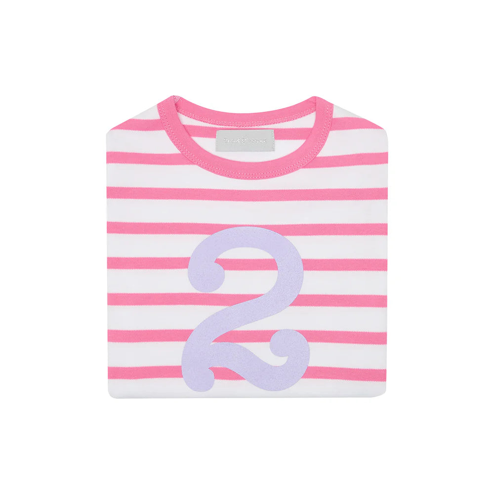 Bob & Blossom Striped T Shirt Age 2 - Hot Pink & White