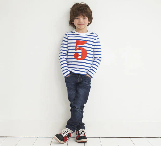 Bob & Blossom Striped T Shirt Age 1 - French Blue & White