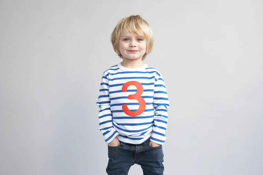 Bob & Blossom Striped T Shirt Age 2 - French Blue & White