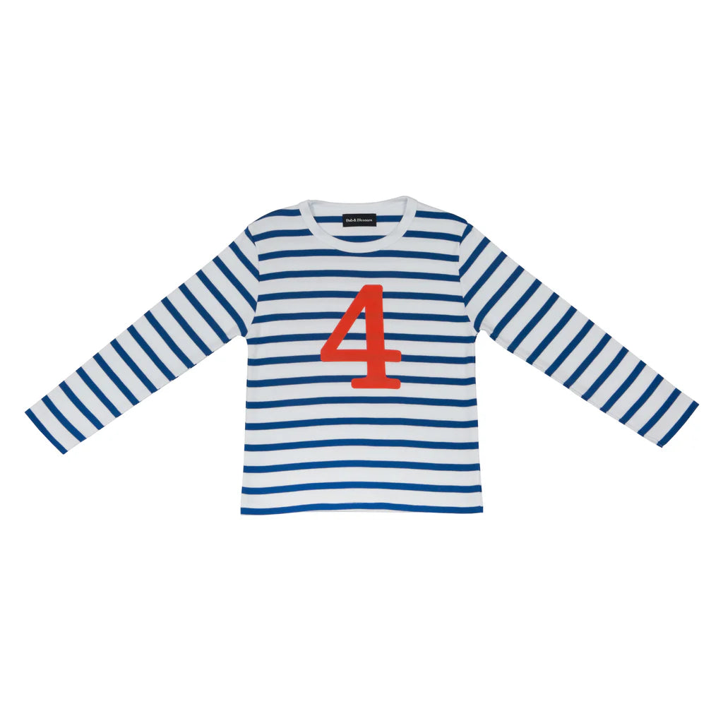 Bob & Blossom Striped T Shirt Age 4 - French Blue & White