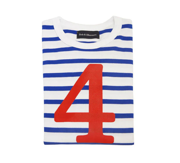 Bob & Blossom Striped T Shirt Age 4 - French Blue & White