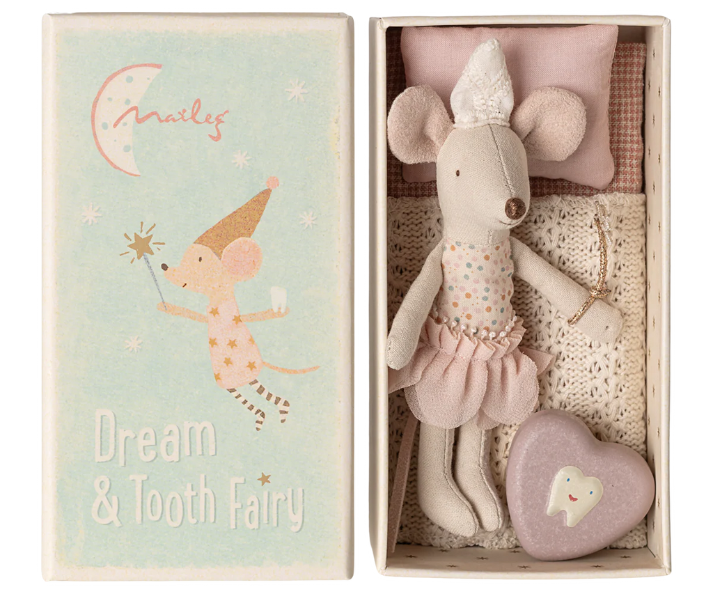 AW25 Maileg Tooth Fairy Mouse Little Sister In Matchbox