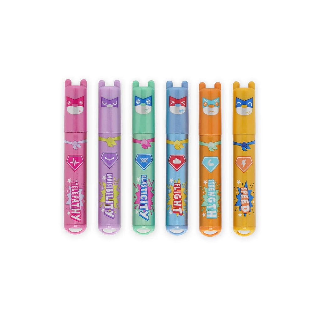 Legami Set of 6 Mini Highlighters - Teddy's Superpower