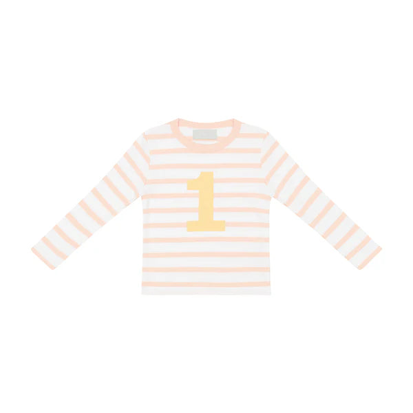 Bob & Blossom Striped T Shirt Age 1 - Powder Pink & White