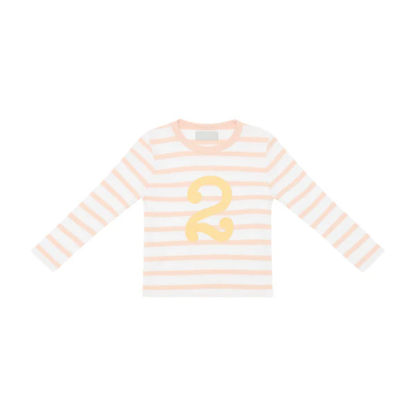 Bob & Blossom Striped T Shirt Age 2 - Powder Pink & White