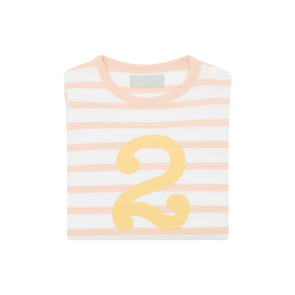 Bob & Blossom Striped T Shirt Age 2 - Powder Pink & White