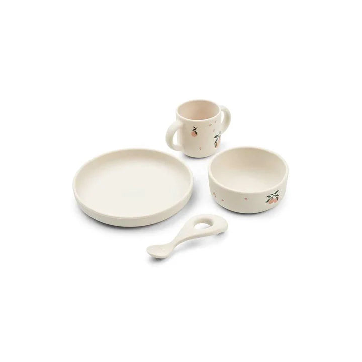 Liewood Vivi printed silicone tableware Set - Peach/ sea shell mix