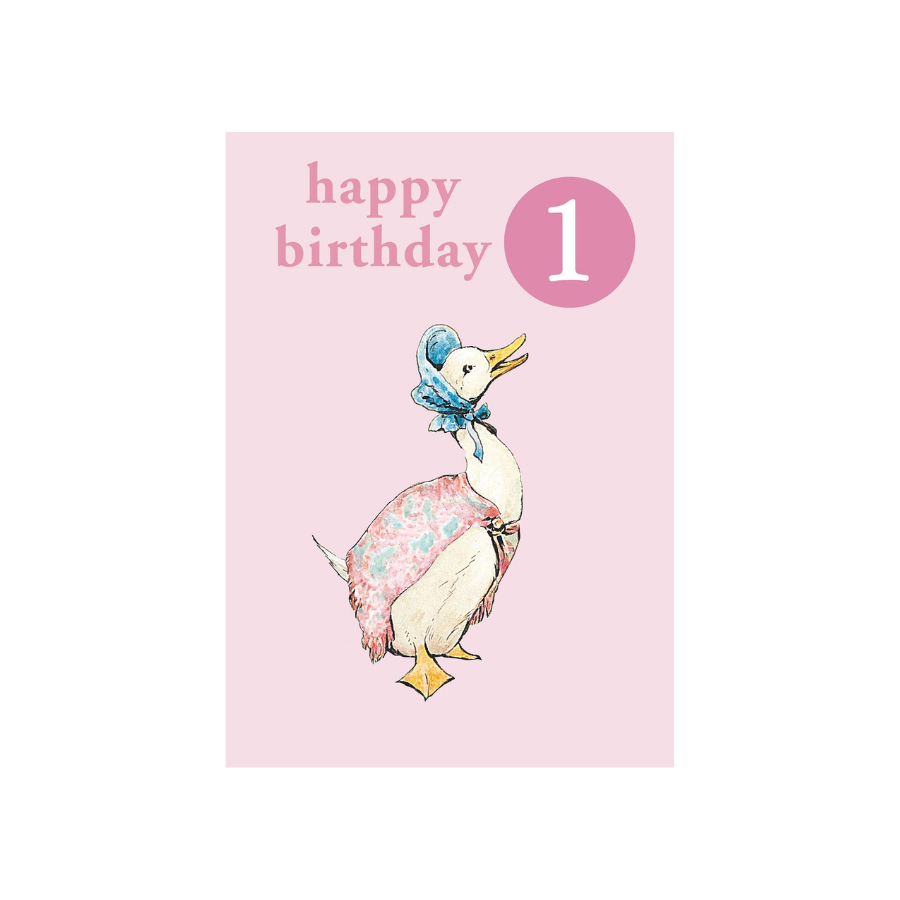 Jemima Puddle-Duck 1st Birthday Badge Card