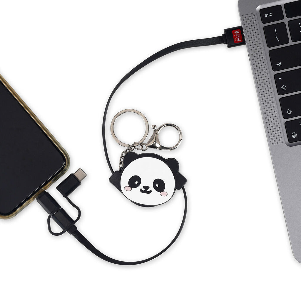 Legami 3-in-1 Retractable Charging Cable - Charge 'N Roll Panda
