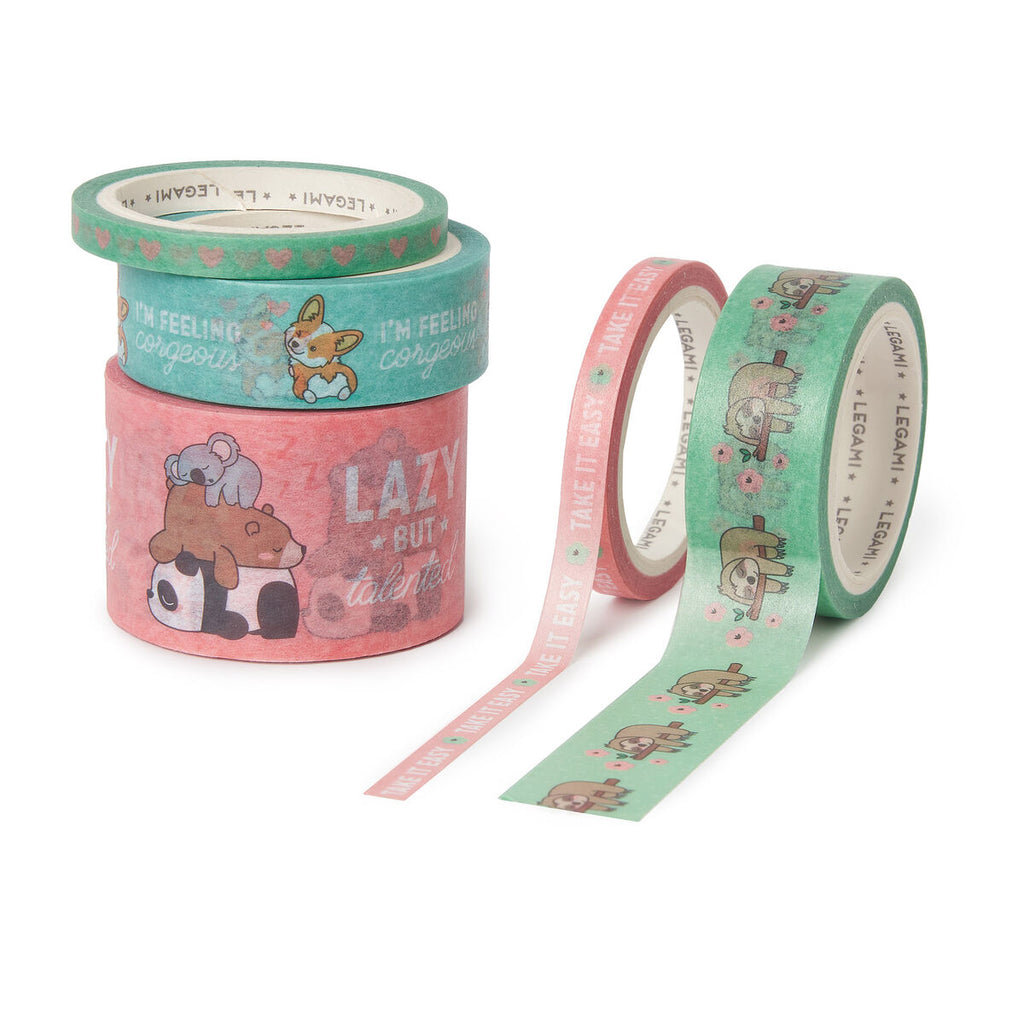 Legami Set of 5 Cute Animal Paper Sticky Tapes - Tape By Tape