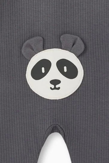MORI Panda Ribbed Clever Zip Sleepsuit