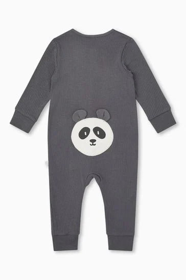 MORI Panda Ribbed Clever Zip Sleepsuit
