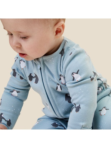 MORI Penguin Print Clever Zip Sleepsuit