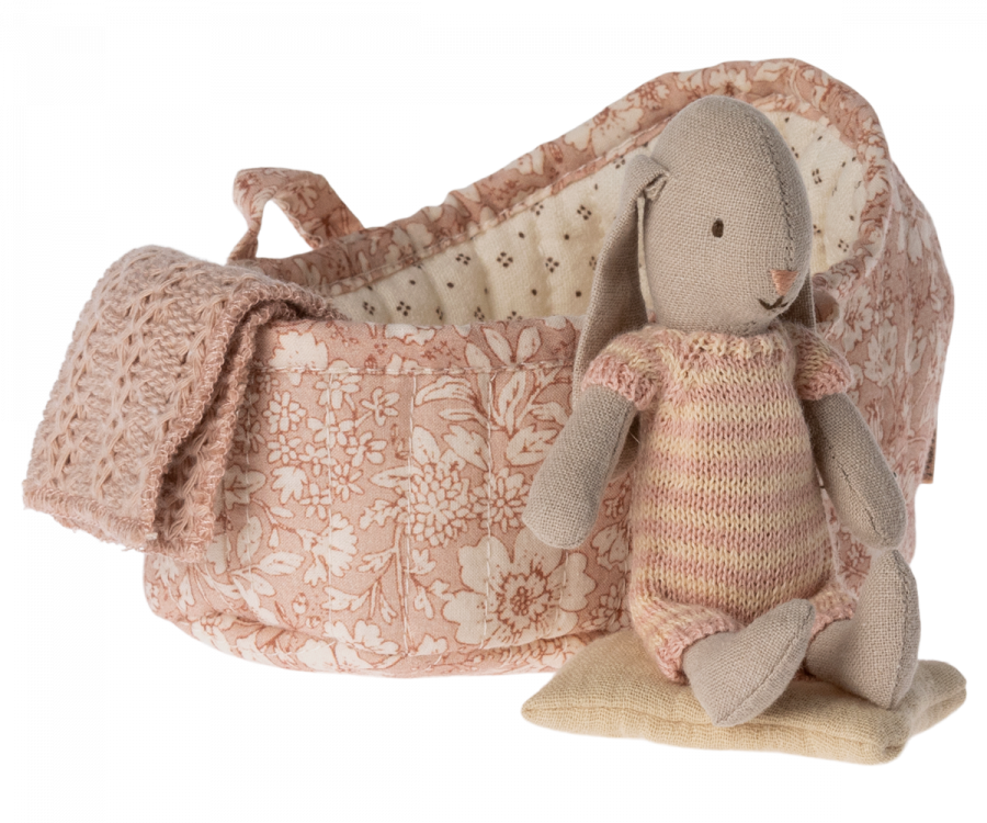 Maileg Bunny In Carrycot Micro Pink