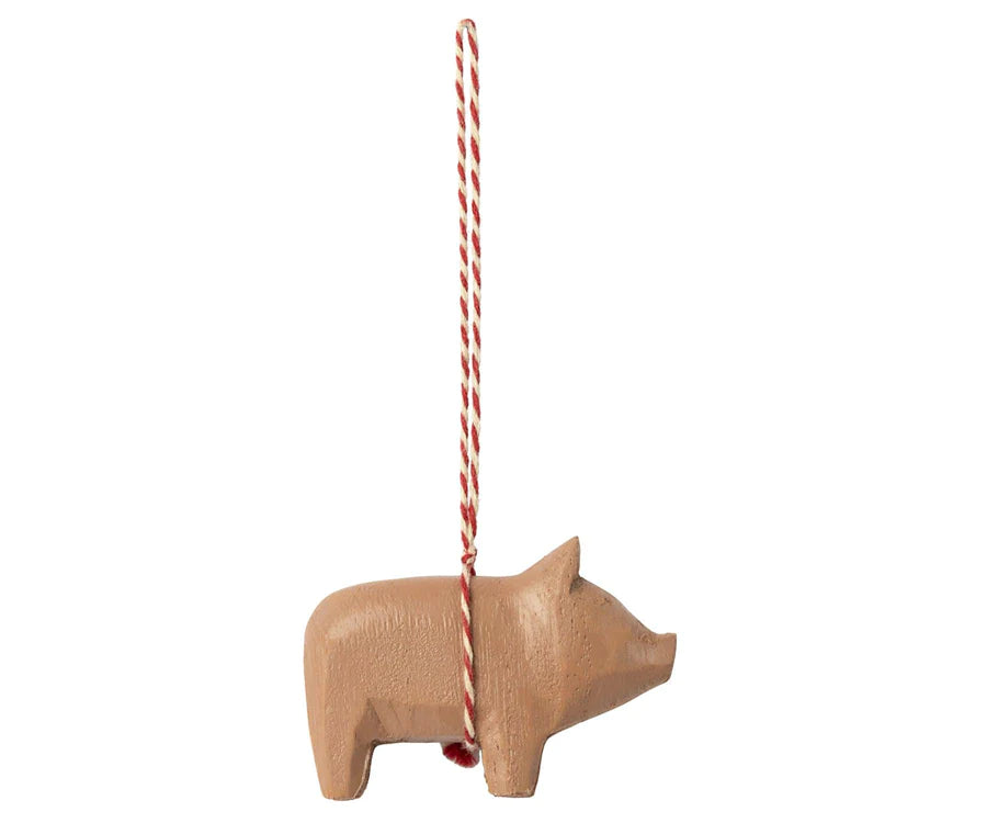 Maileg Wooden Pig Ornament Old Rose
