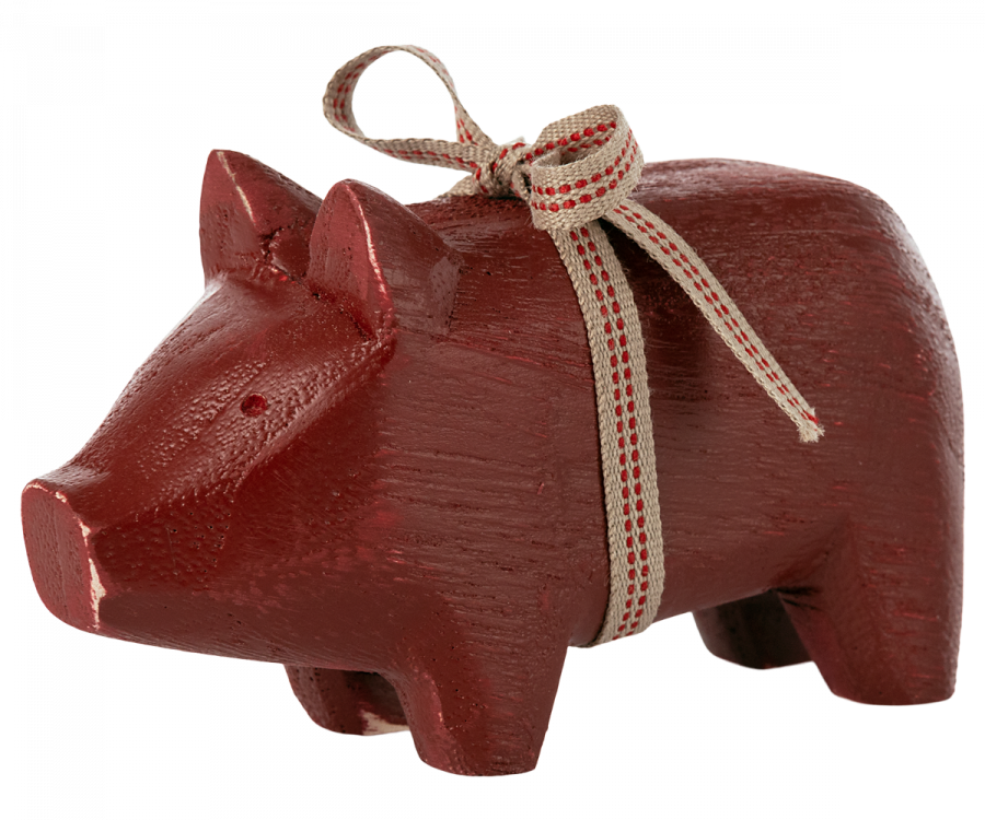 Maileg Wooden Pig Small Red