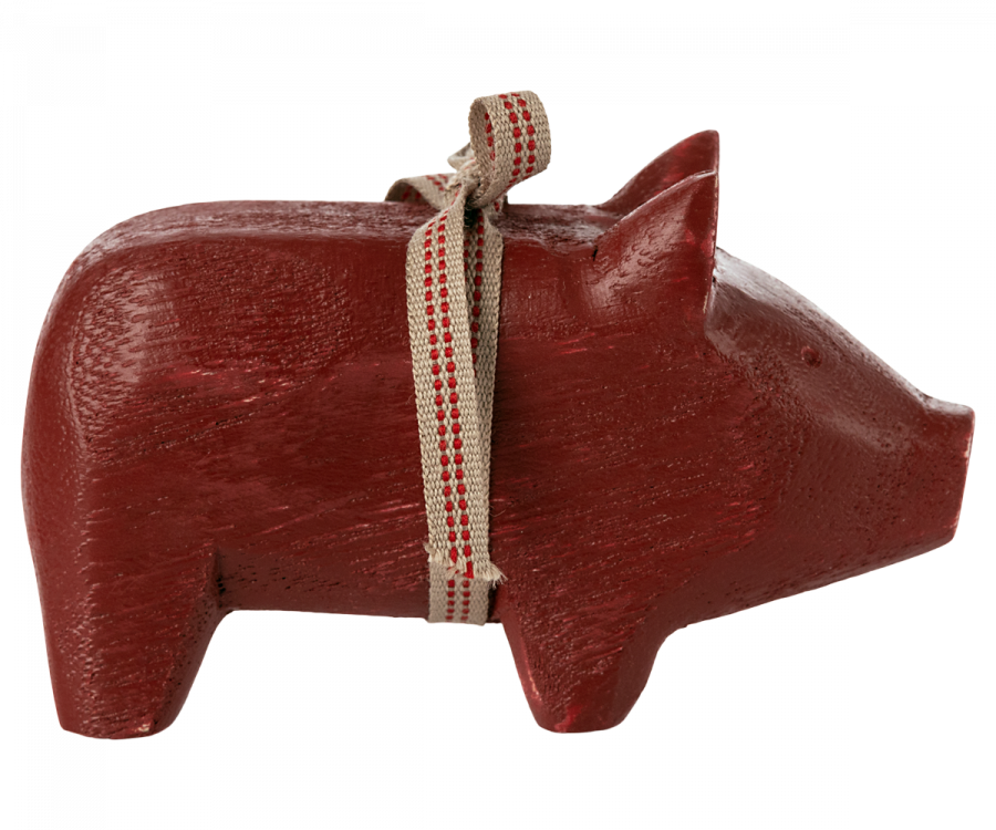 Maileg Wooden Pig Small Red