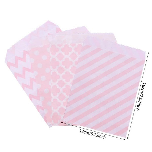 Assorted Paper Party Bags - Mixed Light Pink