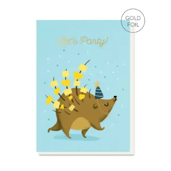 Stormy Party Snacks Hedgehog Birthday Card 
