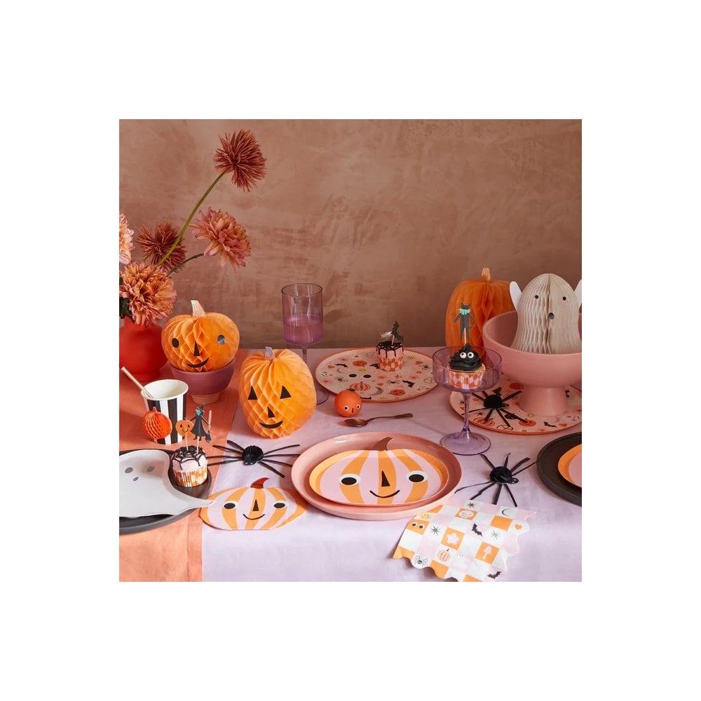 Meri Meri Pink & Orange Stripy Pumpkin Napkins