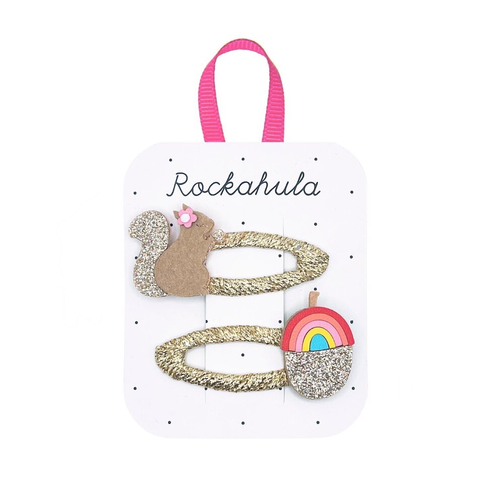 Rockahula Squirrel & Rainbow Acorn Clips
