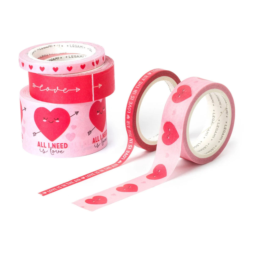 Legami Set of 5 Heart Paper Sticky Tapes - Tape By Tape