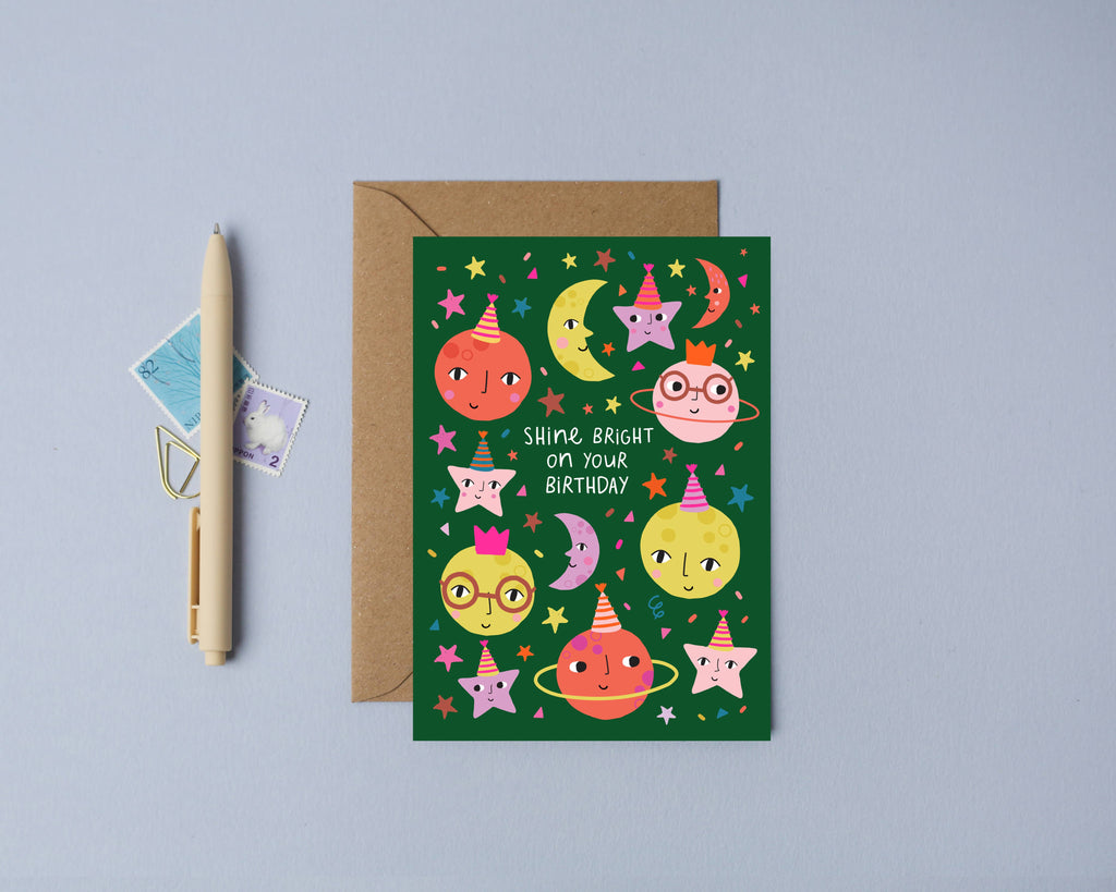 Mifkins - Party Moon and Stars Card | Birthday Card | Kid's Card