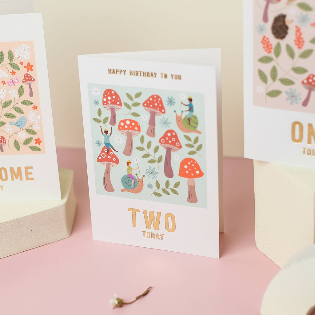 Mifkins - Toadstool 2nd Birthday Card | Kid's Card | Age Two Card