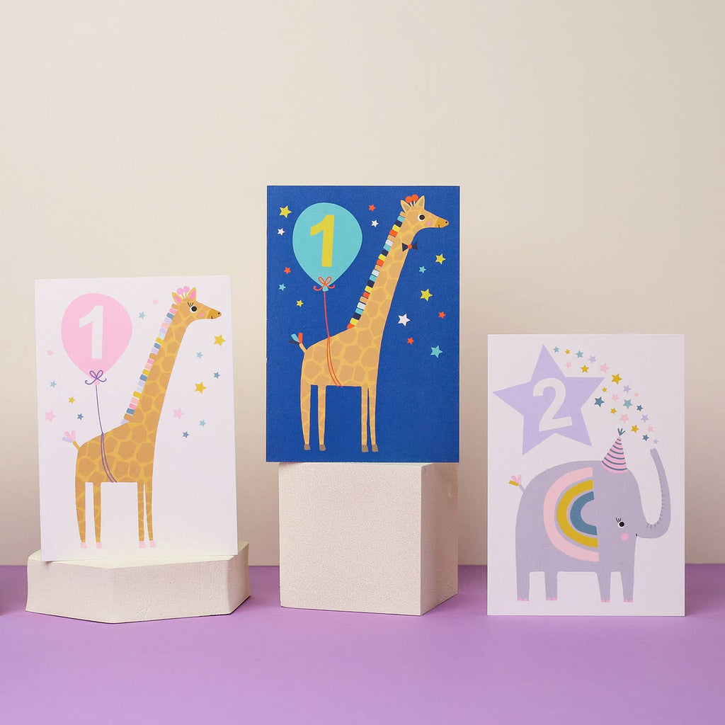 Mifkins - Age 1 Pink Kid's Birthday Card | Children’s Birthday Card