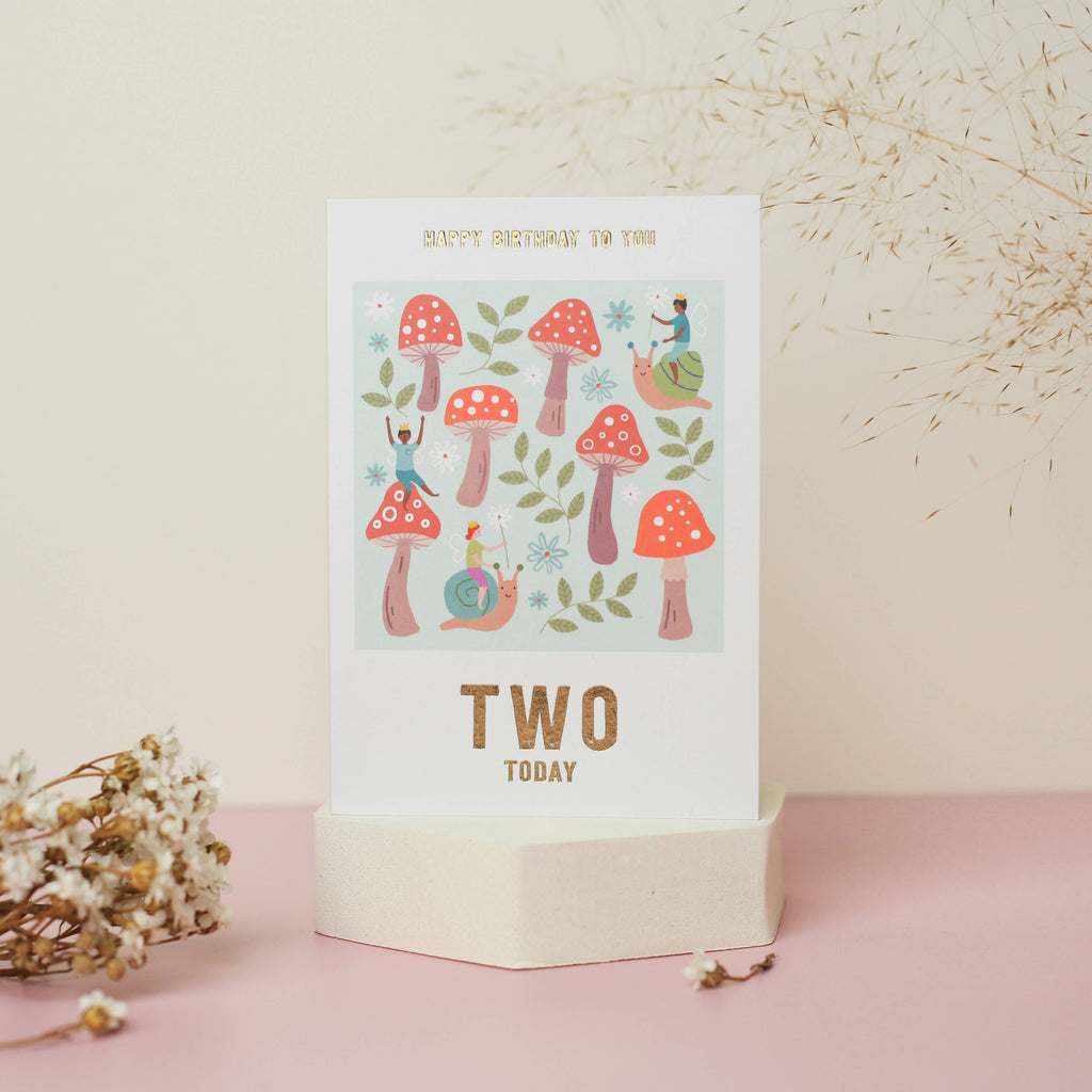 Mifkins - Toadstool 2nd Birthday Card | Kid's Card | Age Two Card