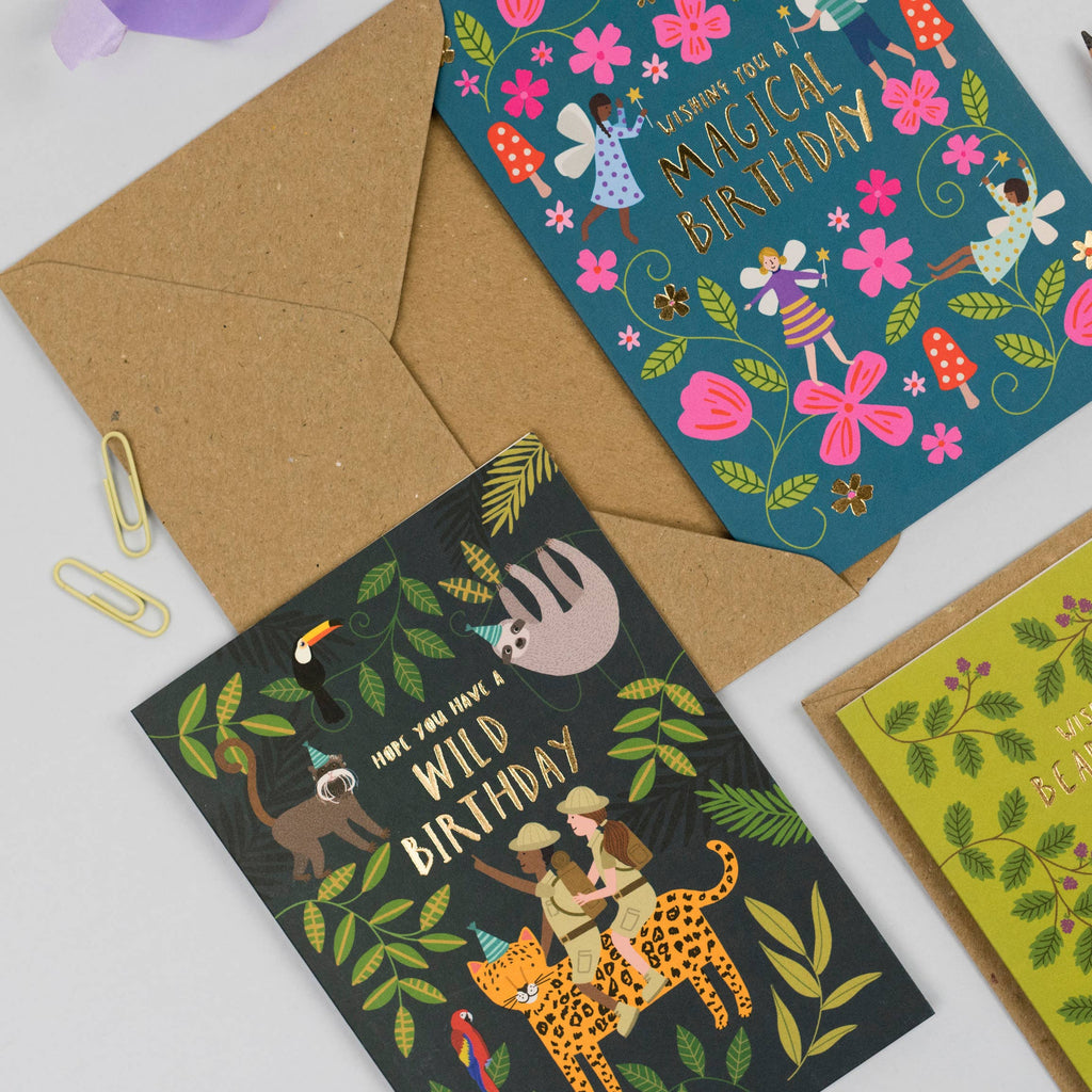 Mifkins - Jungle Explorers Birthday Card | Fun Animal Kids Card