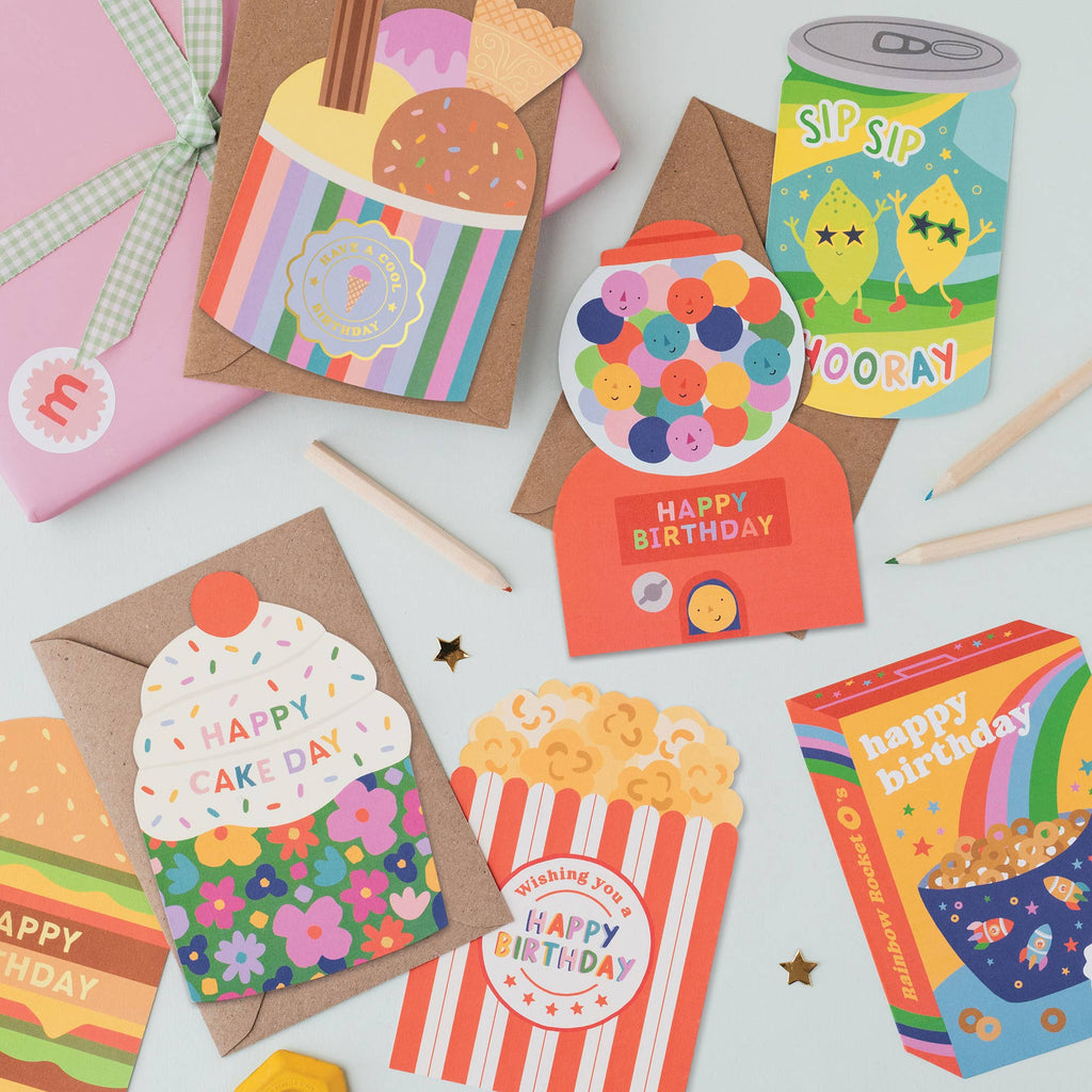 Mifkins - Popcorn Birthday Card | Food themed Birthday Card