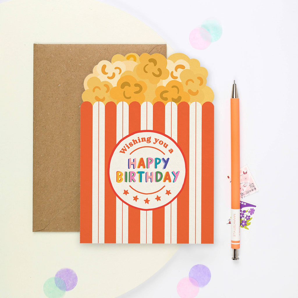 Mifkins - Popcorn Birthday Card | Food themed Birthday Card