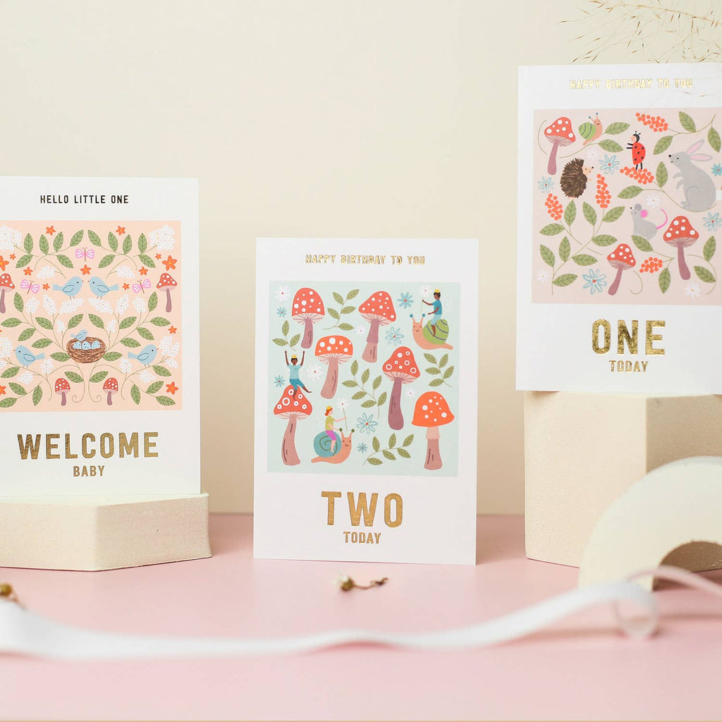 Mifkins - Toadstool 2nd Birthday Card | Kid's Card | Age Two Card