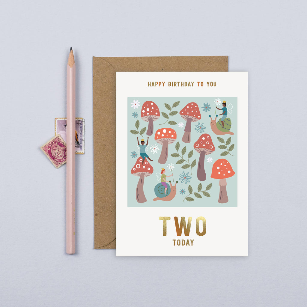 Mifkins - Toadstool 2nd Birthday Card | Kid's Card | Age Two Card