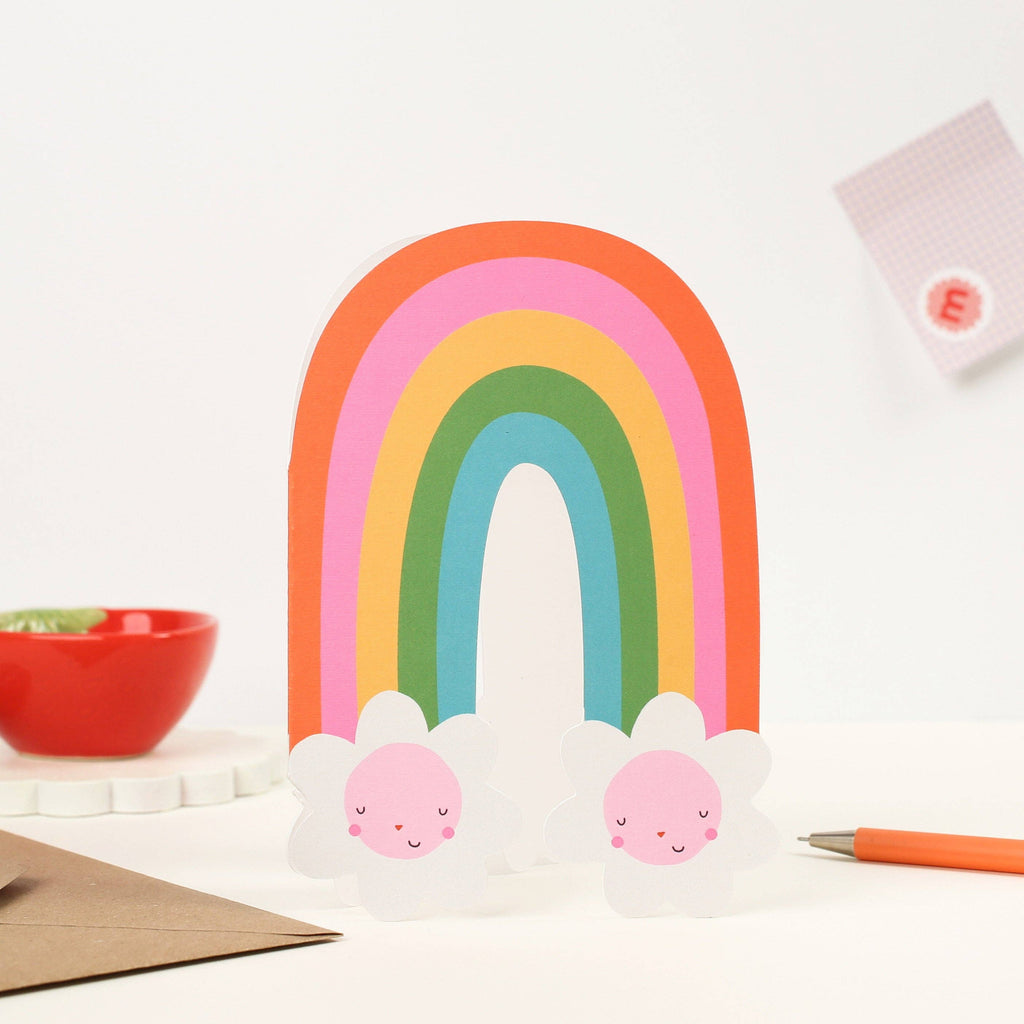 Mifkins - Rainbow Blossom Greeting Card | Rainbow Shaped Card
