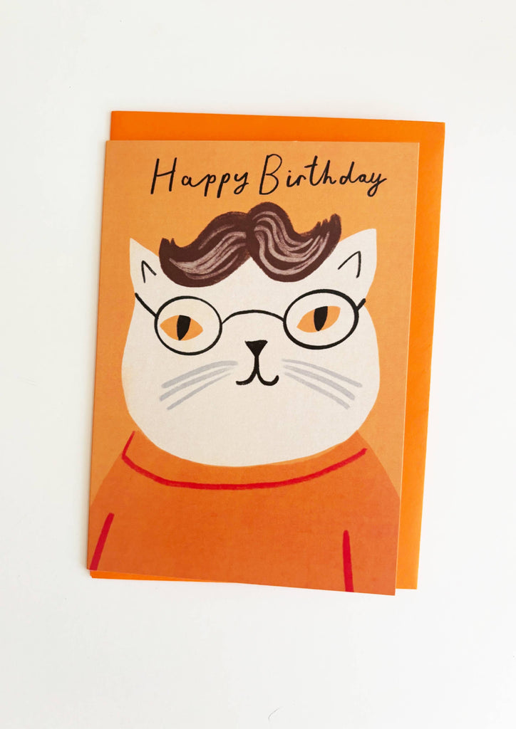 Kitty Kenda Papergoods - Glasses Cat - Happy Birthday