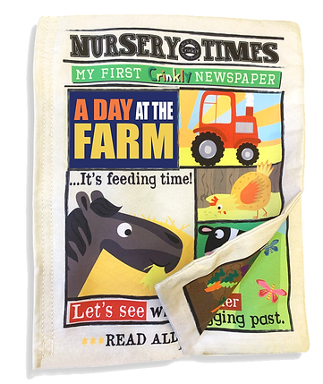 Jo & Nic's Crinkly Cloth Books - Nursery Times Crinkly Newspaper - Farm Animals