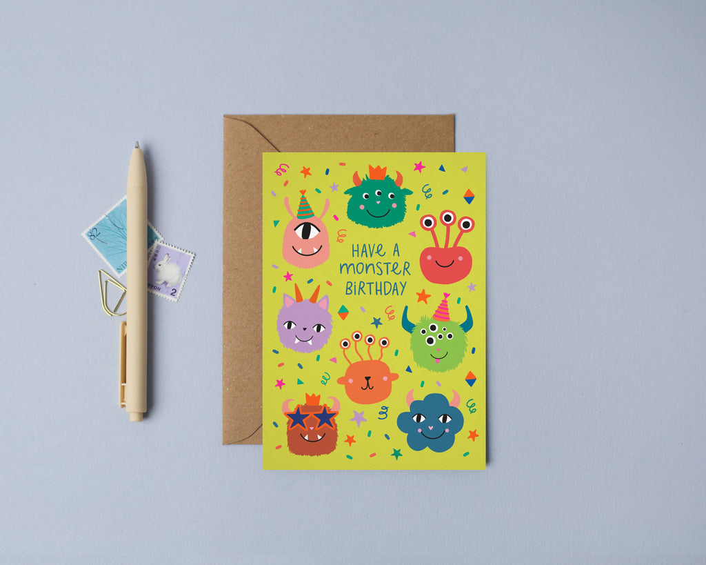 Mifkins - Party Monster Card | Birthday Card | Kid's Birthday Card